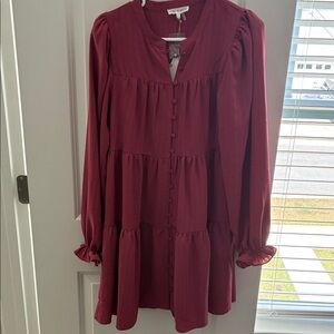 Elegant Mauve Button-Down Dress